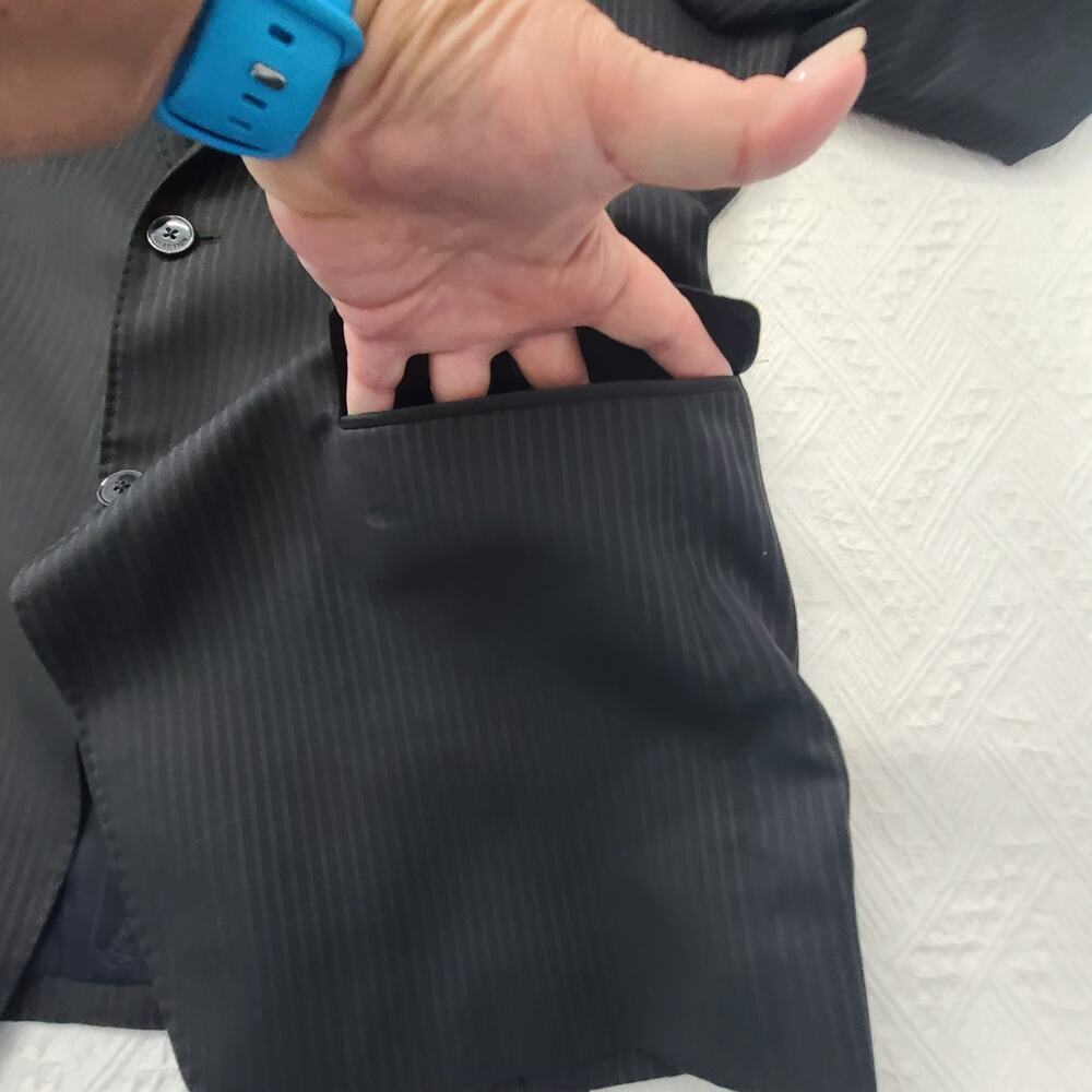 Versace Collection Men Black Wool Pinstripe Suit … - image 3